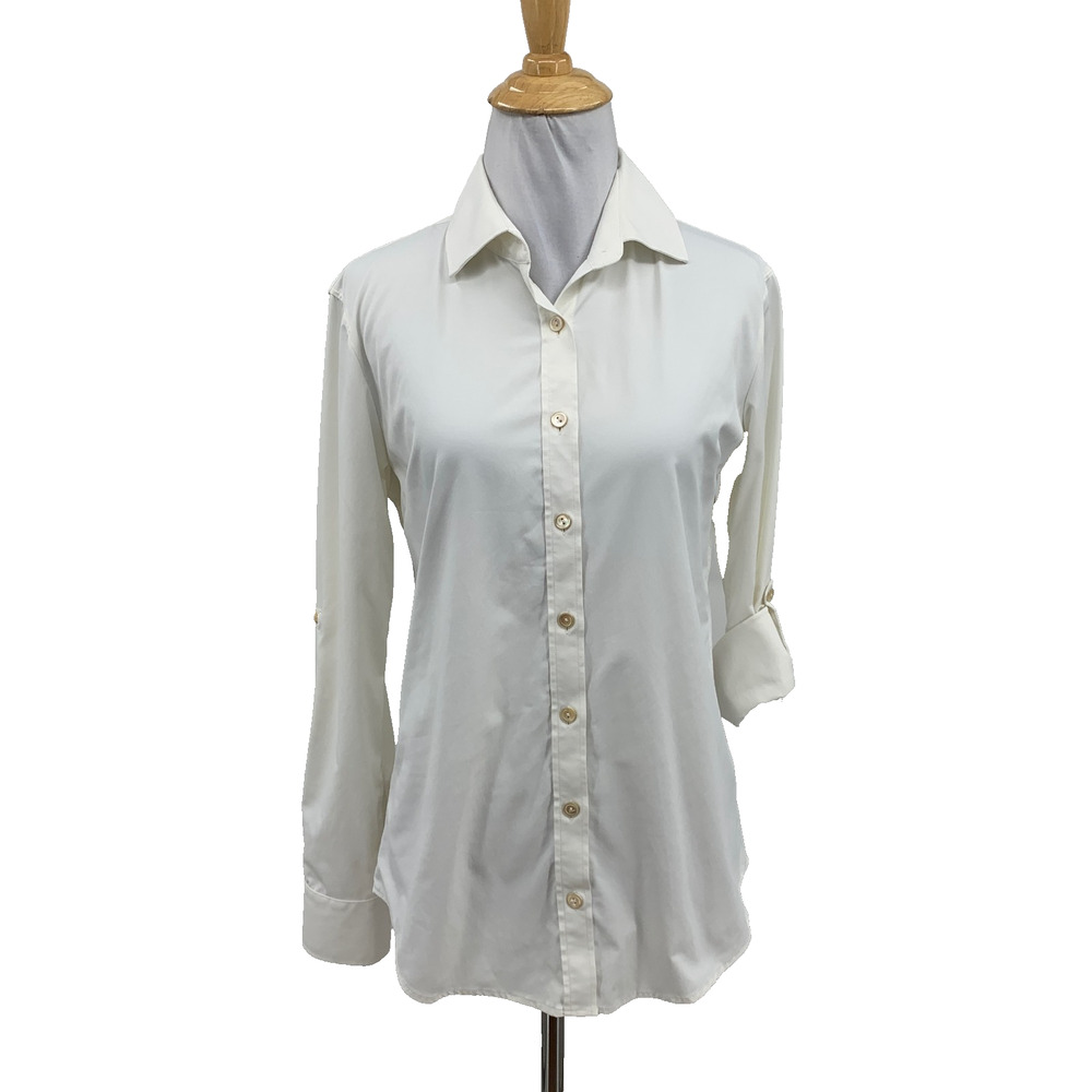 Peter Millar Shirt Womens S Small White Stretch Roll Tab Long Sleeve Non Wrinkle